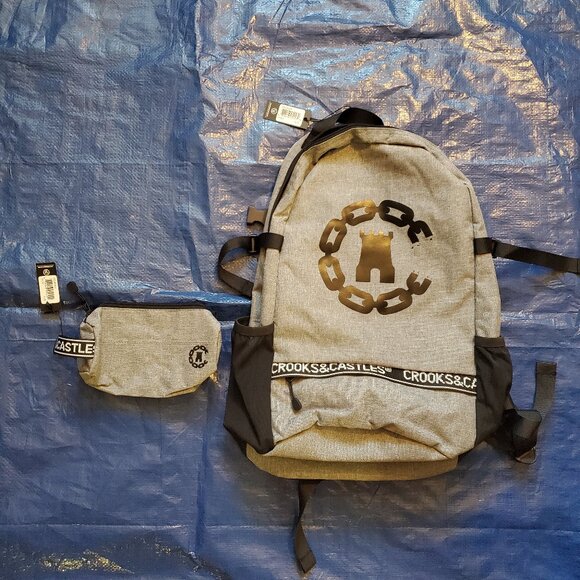 Crooks & Castles Gray Backpack and Small Bag - Picture 1 of 10